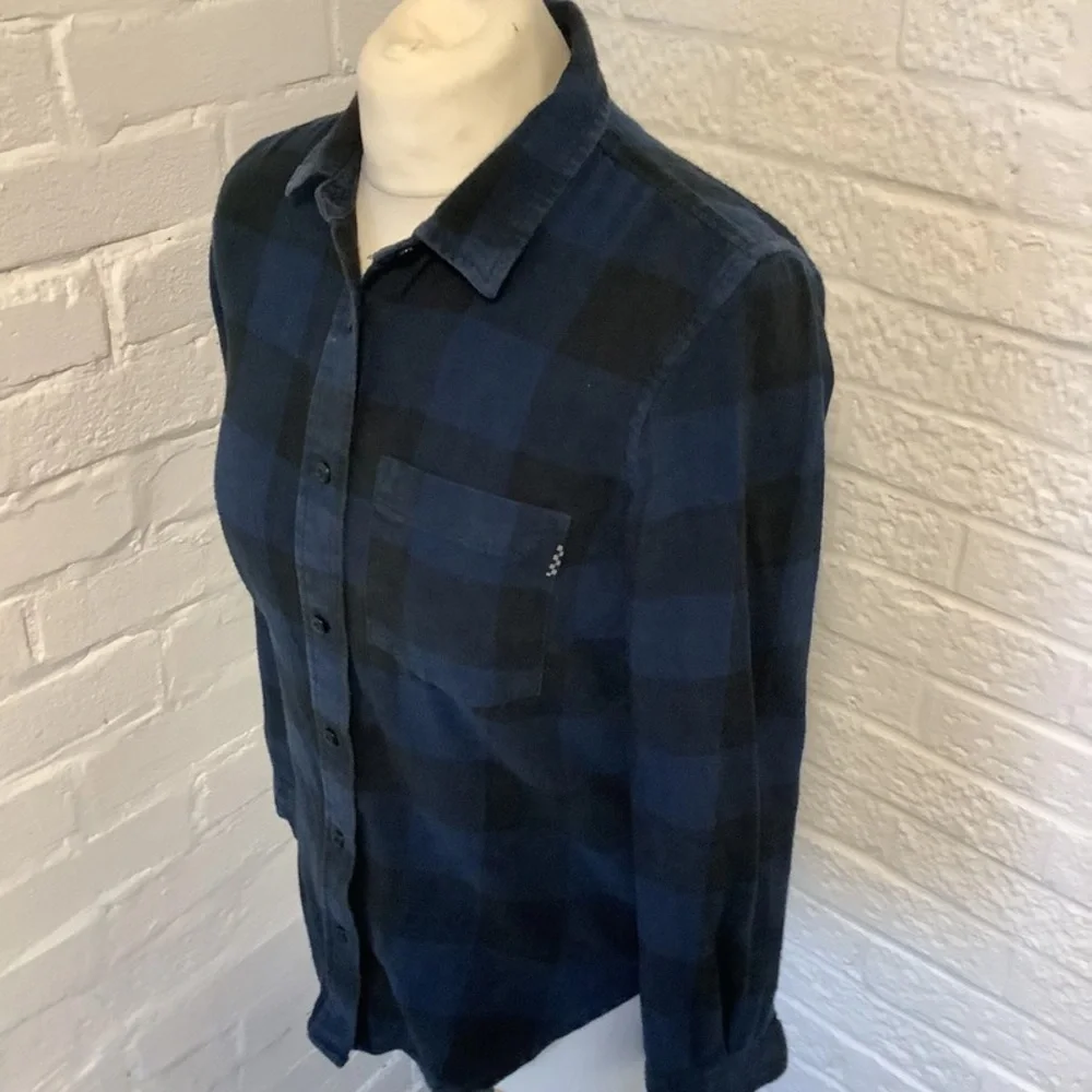 Vans Brushed Cotton Shirt - Size XS - Blue & Black Check - P2P 17โ - Picture 3 of 4